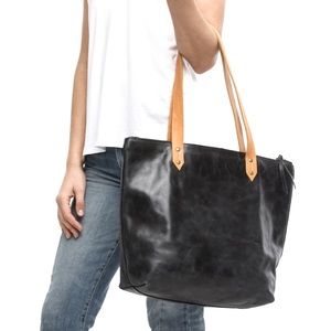 ABLE Chaltu Top Zip Tote in Black/Cognac